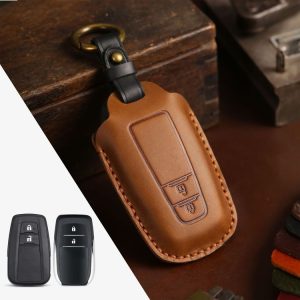 Toyota Car Cowhide Leather Key Protective Cover Key Case, Two Keys Version (Brown)