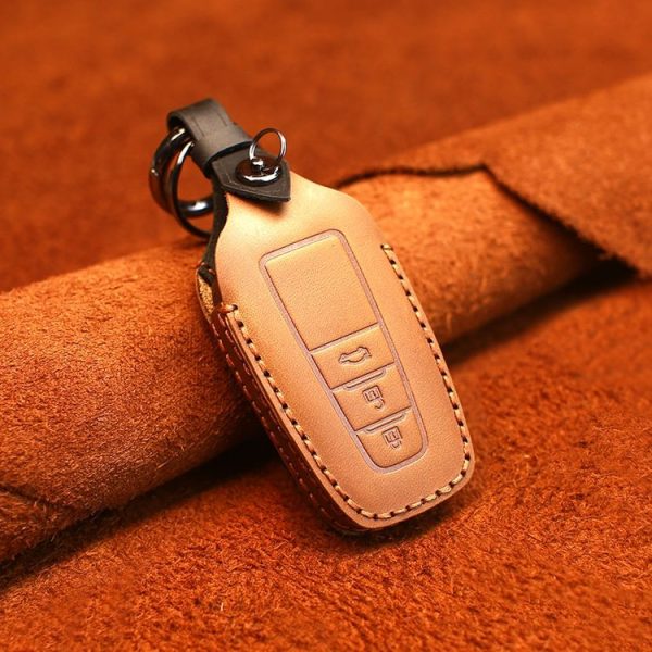 Toyota Car Cowhide Leather Key Protective Cover Key Case, Three Keys Version (Brown) - Image 2