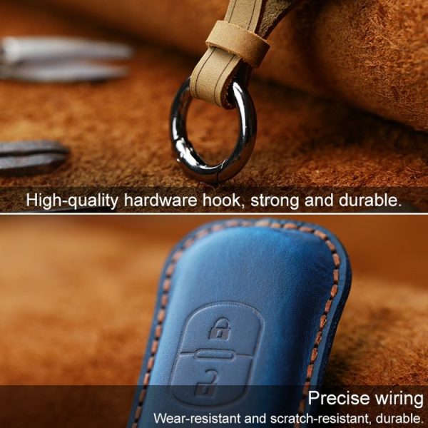 Mazda Old Style Hallmo Car Cowhide Leather Key Protective Cover Key Case, Two Keys Version (Brown) - Image 3