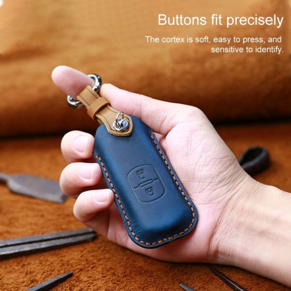 Mazda Old Style Hallmo Car Cowhide Leather Key Protective Cover Key Case, Two Keys Version (Brown) - Image 4