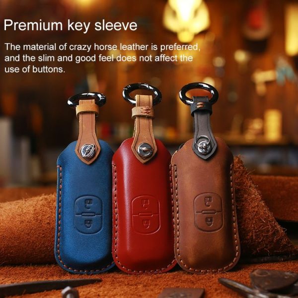 Mazda Old Style Hallmo Car Cowhide Leather Key Protective Cover Key Case, Two Keys Version (Brown) - Image 5