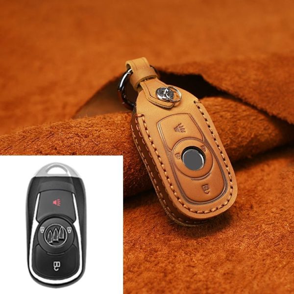 Buick Car Cowhide Leather Key Protective Cover Key Case, Four Keys Version (Brown)