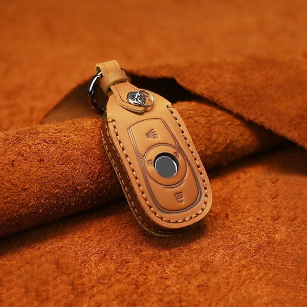 Buick Car Cowhide Leather Key Protective Cover Key Case, Four Keys Version (Brown) - Image 2