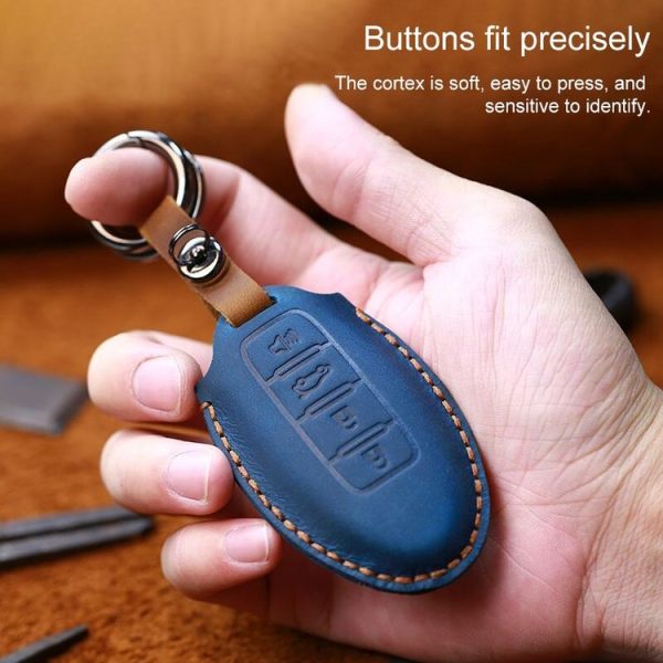 Nissan Car Cowhide Leather Key Protective Cover Key Case, Three Keys Tailgate Version (Brown) - Image 4