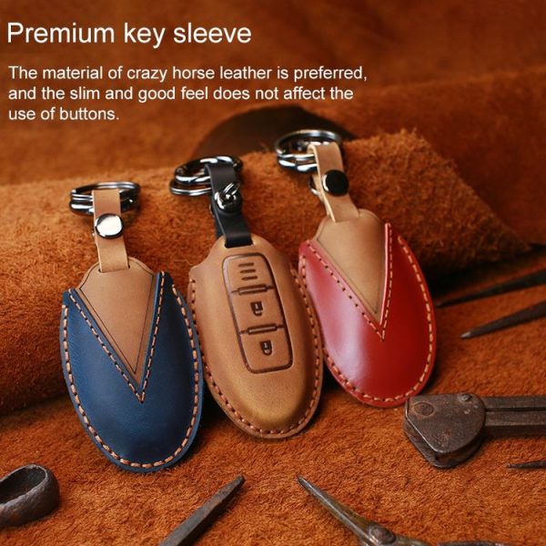 Nissan Car Cowhide Leather Key Protective Cover Key Case, Three Keys Tailgate Version (Brown) - Image 5