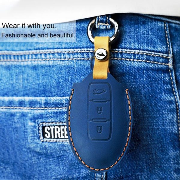 Nissan Car Cowhide Leather Key Protective Cover Key Case, Three Keys Tailgate Version (Brown) - Image 6