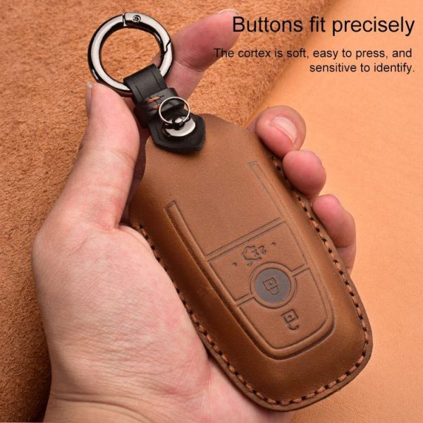 Ford Car Cowhide Leather Key Protective Cover Key Case, Three Keys Version (Red) - Image 4