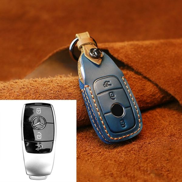 Mercedes-Benz New Style Car Cowhide Leather Key Protective Cover Key Case (Blue)
