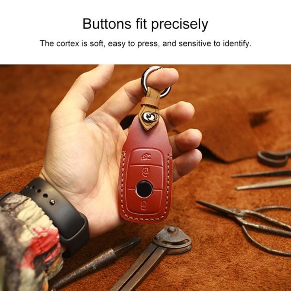 Mercedes-Benz New Style Car Cowhide Leather Key Protective Cover Key Case (Blue) - Image 3