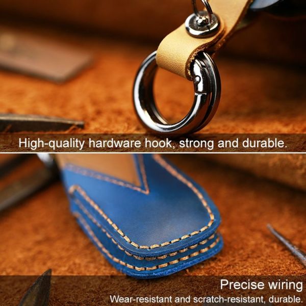 Mercedes-Benz New Style Car Cowhide Leather Key Protective Cover Key Case (Blue) - Image 4