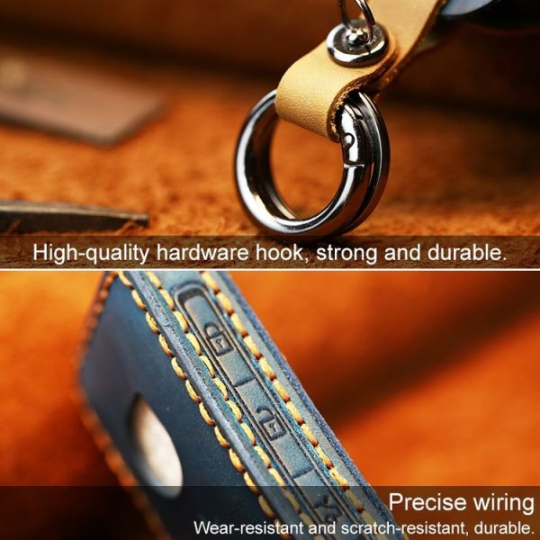 Volvo Car Cowhide Leather Key Protective Cover Key Case (Brown) - Image 3