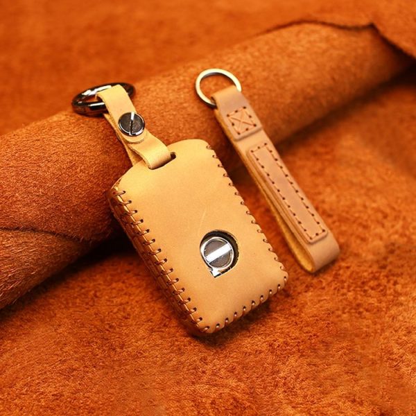 Volvo Single Slit Style Car Cowhide Leather Key Protective Cover Key Case (Brown) - Image 2