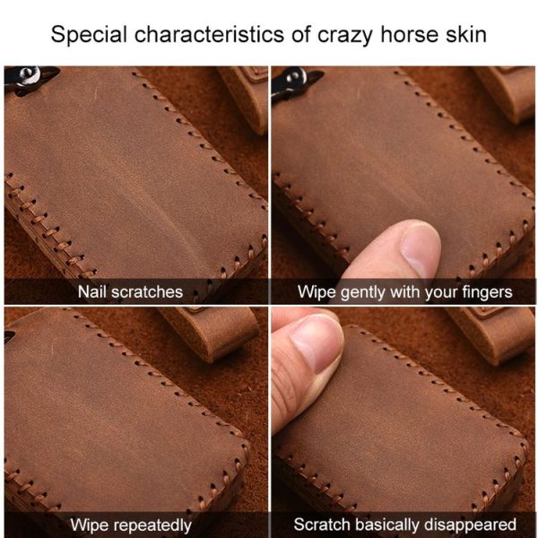 Volvo Single Slit Style Car Cowhide Leather Key Protective Cover Key Case (Brown) - Image 4