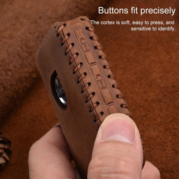 Volvo Single Slit Style Car Cowhide Leather Key Protective Cover Key Case (Brown) - Image 5