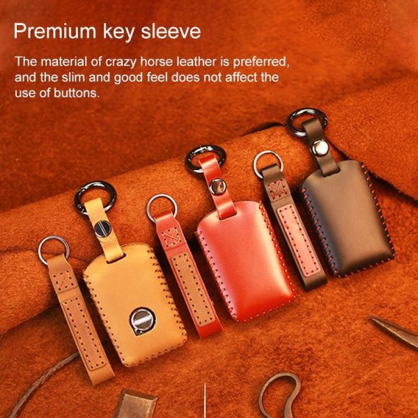 Volvo Single Slit Style Car Cowhide Leather Key Protective Cover Key Case (Brown) - Image 6