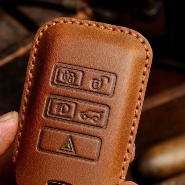 Land Rover Car Cowhide Leather Key Protective Cover Key Case (Brown) - Image 3