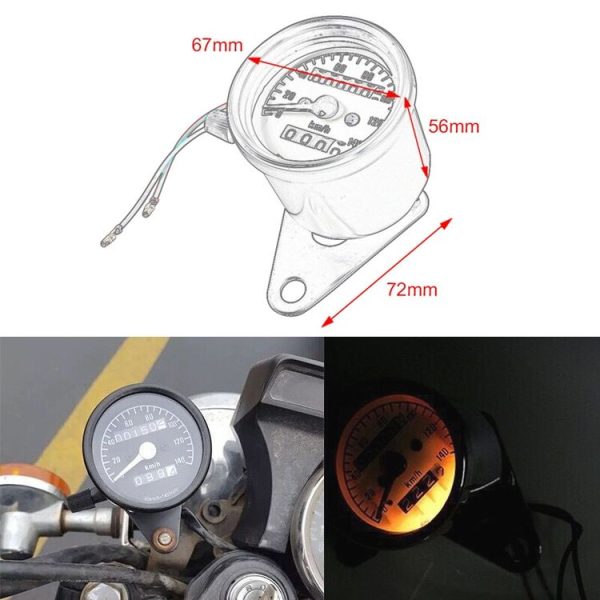 Motorcycle Retro Modified Odometer Speedometer Kilometer (Silver) - Image 5