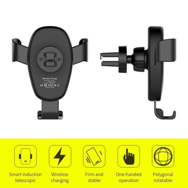 Car Wireless Charger Multifunctional Mobile Phone Wireless Charger Stand (Black) - Image 2