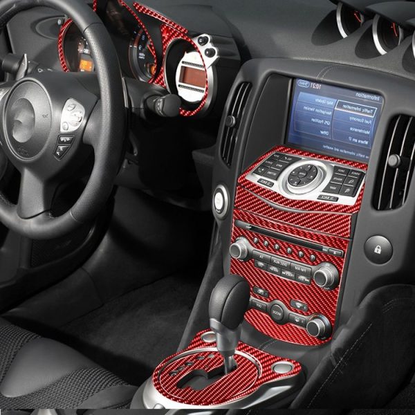 18 in 1 Car Carbon Fiber Whole Set Decorative Sticker for Nissan 370Z / Z34 2009-, Left Drive (Red) - Image 4