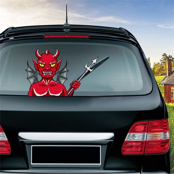 Devil Pattern Horror Series Car Rear Windshield Window Wiper Self-Adhesive Decorative Sticker