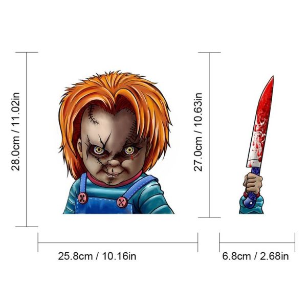 Horror Ghost Doll Pattern Horror Series Car Rear Windshield Window Wiper Self-Adhesive Decorative Sticker - Image 2