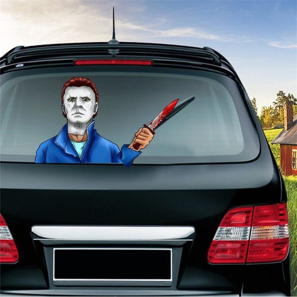 Michael Miles Pattern Horror Series Car Rear Windshield Window Wiper Self-Adhesive Decorative Sticker