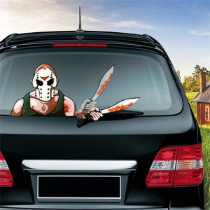 Mask Killer Knife Pattern Horror Series Car Rear Windshield Window Wiper Self-Adhesive Decorative Sticker