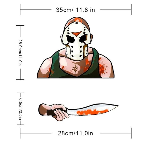 Mask Killer Knife Pattern Horror Series Car Rear Windshield Window Wiper Self-Adhesive Decorative Sticker - Image 3