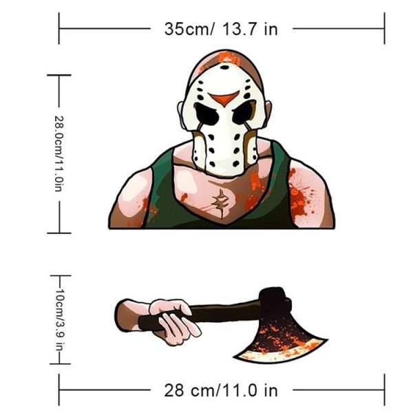 Mask Killer Axe Pattern Horror Series Car Rear Windshield Window Wiper Self-Adhesive Decorative Sticker - Image 2