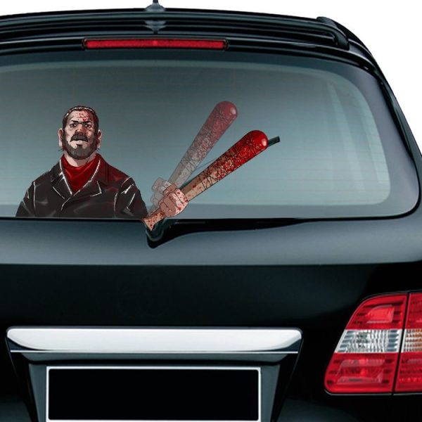 Nigan Lucille Pattern Horror Series Car Rear Windshield Window Wiper Self-Adhesive Decorative Sticker