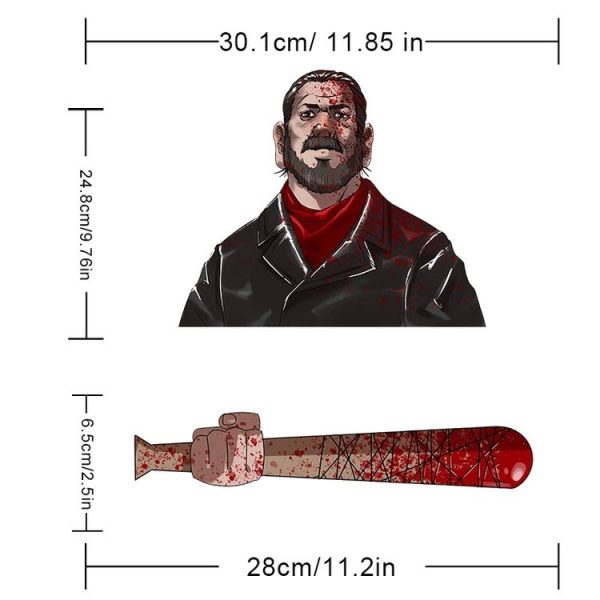 Nigan Lucille Pattern Horror Series Car Rear Windshield Window Wiper Self-Adhesive Decorative Sticker - Image 2
