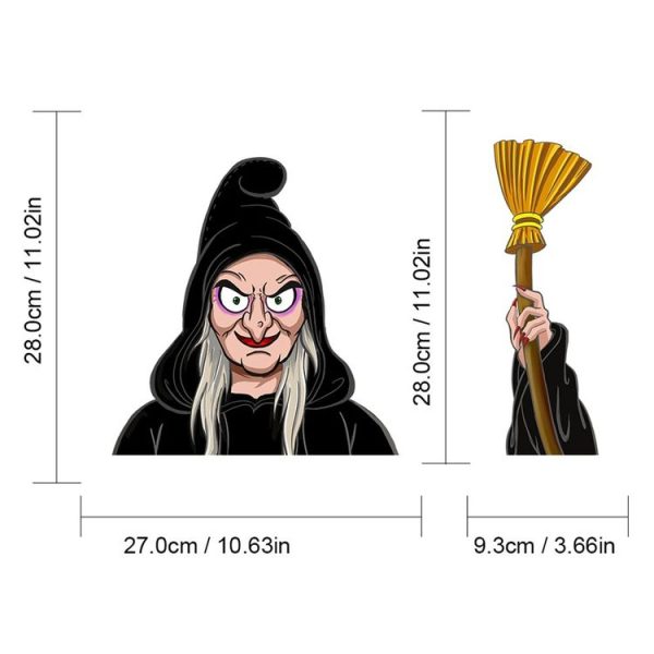 Witch Pattern Horror Series Car Rear Windshield Window Wiper Self-Adhesive Decorative Sticker - Image 3