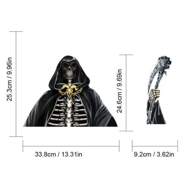 Reaper Scythe Pattern Horror Series Car Rear Windshield Window Wiper Self-Adhesive Decorative Sticker - Image 2