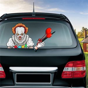 Clown Pattern Horror Series Car Rear Windshield Window Wiper Self-Adhesive Decorative Sticker