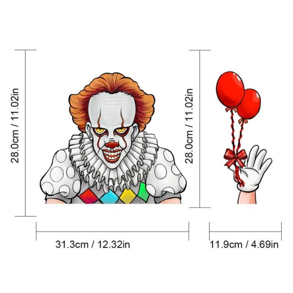 Clown Pattern Horror Series Car Rear Windshield Window Wiper Self-Adhesive Decorative Sticker - Image 2