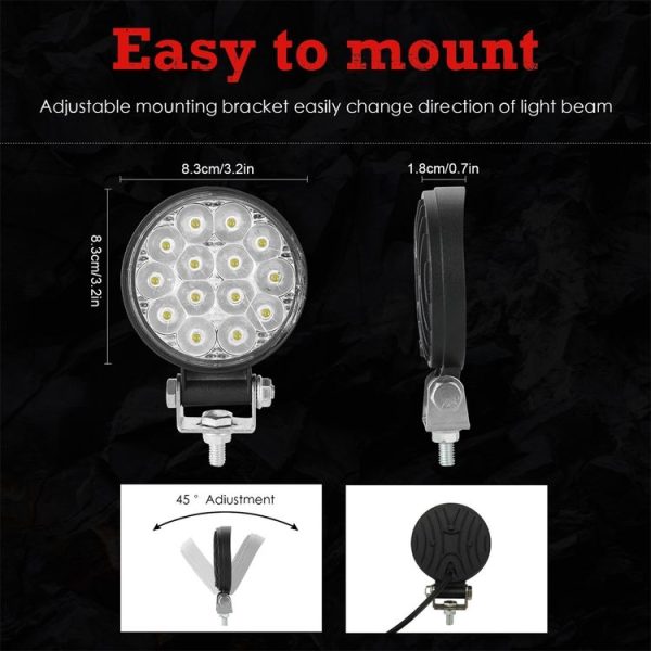 D0037 9.8W 10-30V DC 6000K 3 inch 14 LEDs Circle Offroad Truck Car Driving Light Work Light Spotlight Fog Light - Image 3
