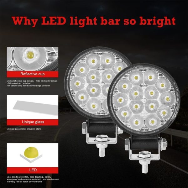 D0037 9.8W 10-30V DC 6000K 3 inch 14 LEDs Circle Offroad Truck Car Driving Light Work Light Spotlight Fog Light - Image 6