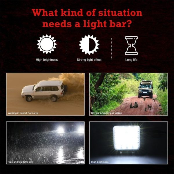 D0038 11.2W 10-30V DC 6000K 3 inch 16 LEDs Square Offroad Truck Car Driving Light Work Light Spotlight Fog Light - Image 4