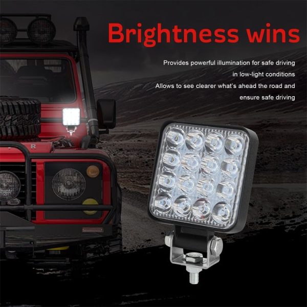 D0038 11.2W 10-30V DC 6000K 3 inch 16 LEDs Square Offroad Truck Car Driving Light Work Light Spotlight Fog Light - Image 8