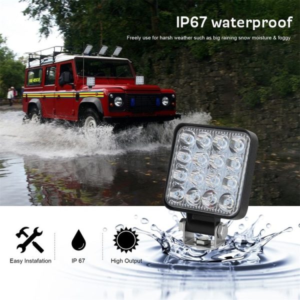 D0038 11.2W 10-30V DC 6000K 3 inch 16 LEDs Square Offroad Truck Car Driving Light Work Light Spotlight Fog Light - Image 9