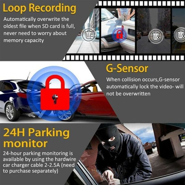 F9 Car Front and Inner Dual Camera HD Infrared Night Vision Car Driving Recorder - Image 5