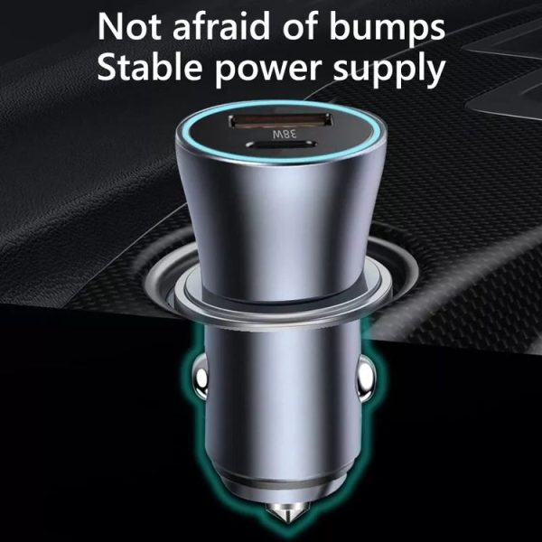 PD 20W Aluminum Alloy Dual Interface Car Fast Charger (Grey) - Image 7
