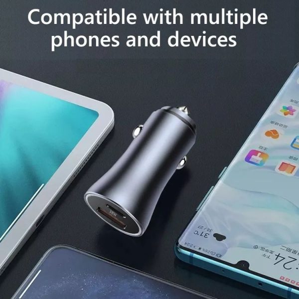 PD 20W Aluminum Alloy Dual Interface Car Fast Charger (Grey) - Image 9