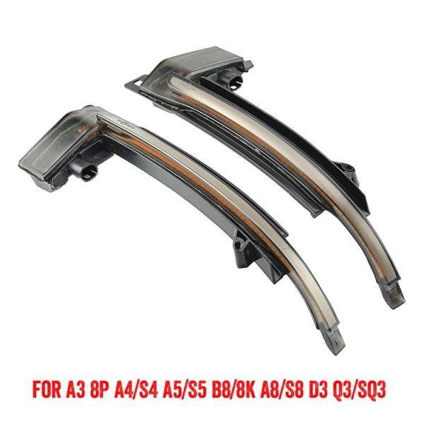 1 Pair For Audi A4 B8 Car Dynamic LED Turn Signal Light Rearview Mirror Flasher Water Blinker (Transparent Black) - Image 2