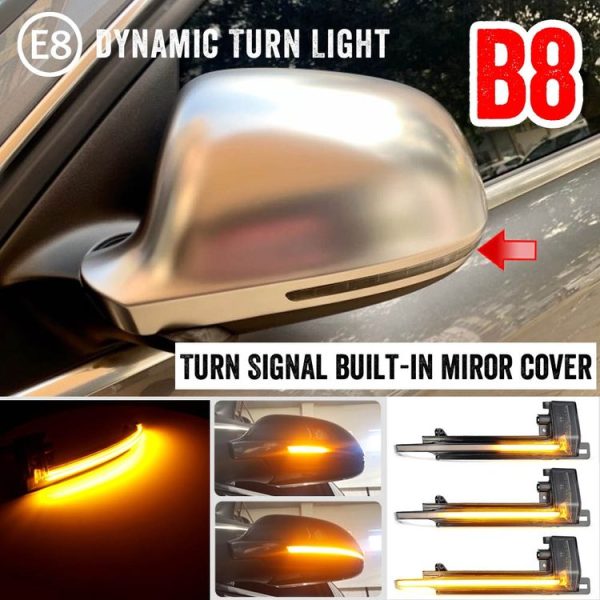 1 Pair For Audi A4 B8 Car Dynamic LED Turn Signal Light Rearview Mirror Flasher Water Blinker (Transparent Black) - Image 5