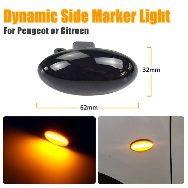 2pcs For Peugeot 1007 Car Dynamic LED Fender Side Light 817300H010 (Transparent) - Image 4