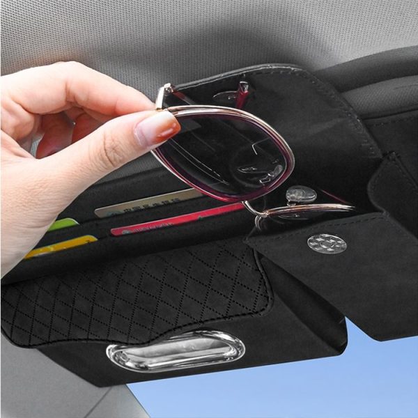Car Sheepskin Leather Sun Visor Storage Clip (Grey) - Image 6