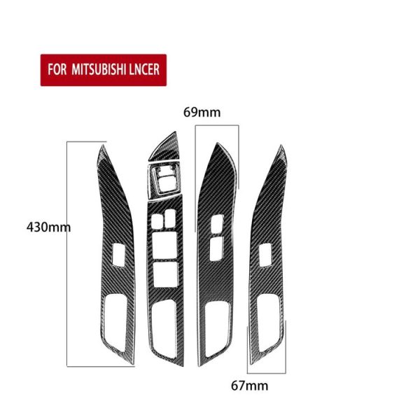 6 PCS Car Carbon Fiber Glass Lift Panel Decorative Sticker for Mitsubishi Lancer EVO 2008-2015, Left Drive - Image 2