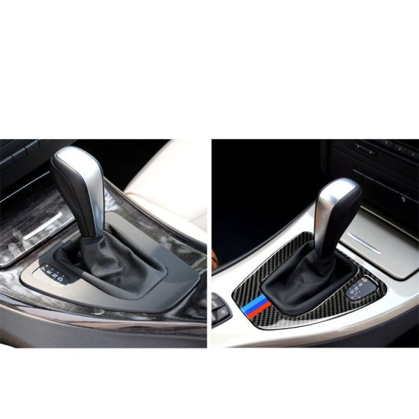 Three Color Carbon Fiber Car Right Driving Gear Panel Decorative Sticker for BMW E90 / E92 2005-2012 - Image 5