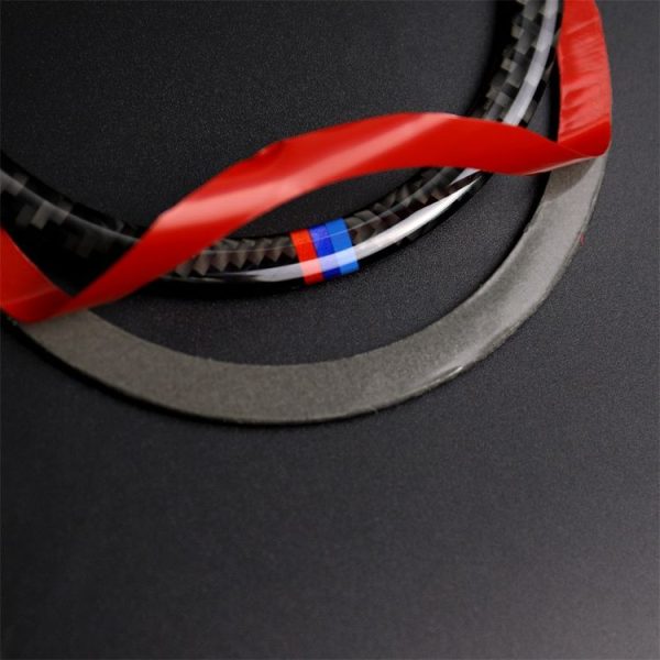 Three Color Carbon Fiber Car Horn Circle Decorative Sticker for BMW E90 / E84 / 320i / 325i - Image 3